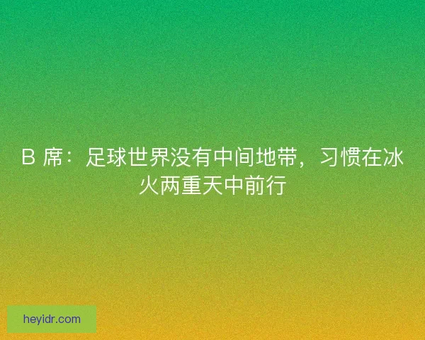 B 席：足球世界没有中间地带，习惯在冰火两重天中前行