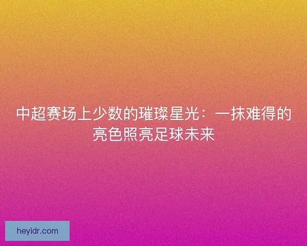 中超赛场上少数的璀璨星光：一抹难得的亮色照亮足球未来